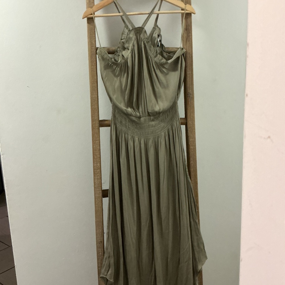 Chic Asymmetrical Olive Dress